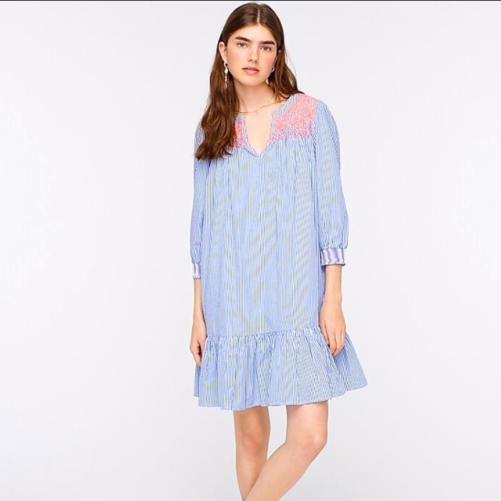 J. Crew pinstriped pop-over dress - S